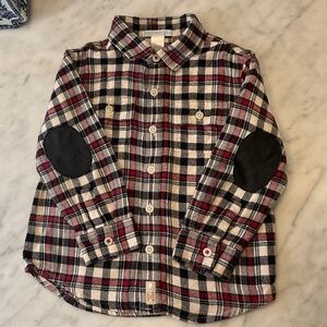 Janie & Jack Flannel Check Shirt with Elbow Patches Size 3T